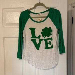 Green and White Love Shamrock Tee